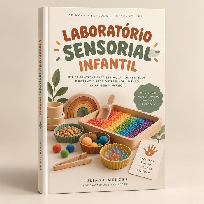 Capa do e-book Laboratório Sensorial Infantil com materiais sensoriais coloridos